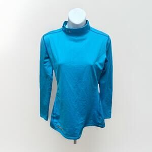 Under Armour ColdGear Mock Neck Base Layer Womens Medium Blue Long Sleeve